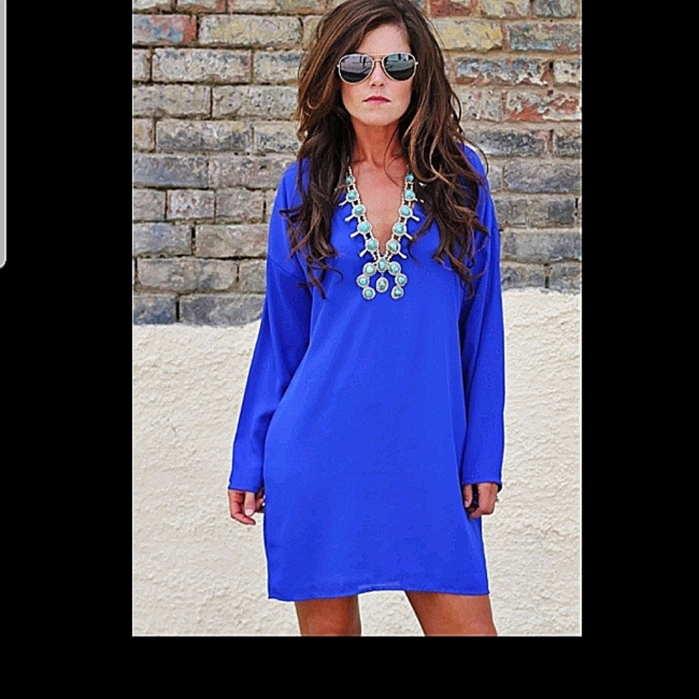 Sheilay Boho Tassel Tie Front Embroidered dress L
